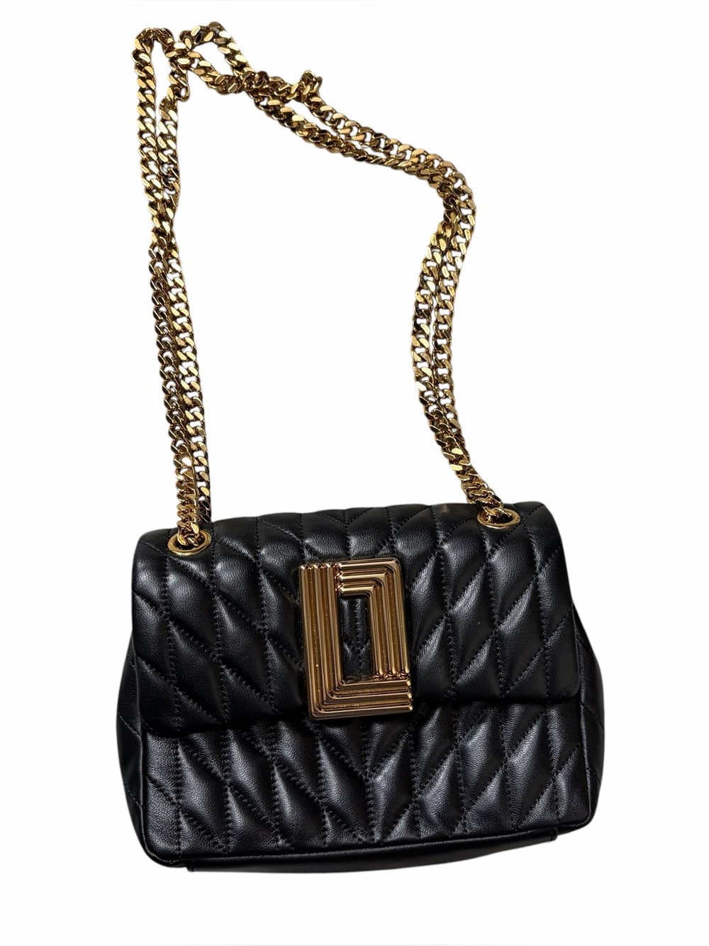 Karl Lagerfeld Paris Lafayette leather soft quilted crossbody bag gold chain